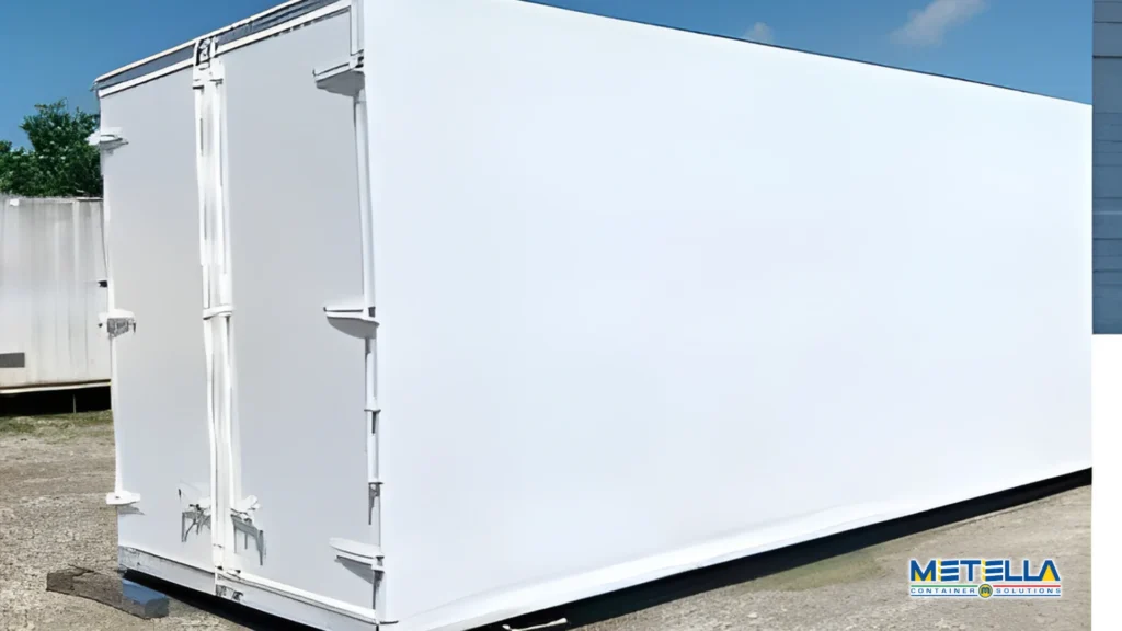 Container magazzino bianco per stoccaggio sicuro di merci