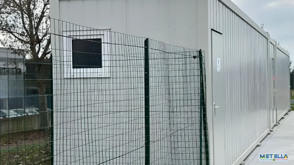 Modulo spogliatoio esterno con recinzione di protezione