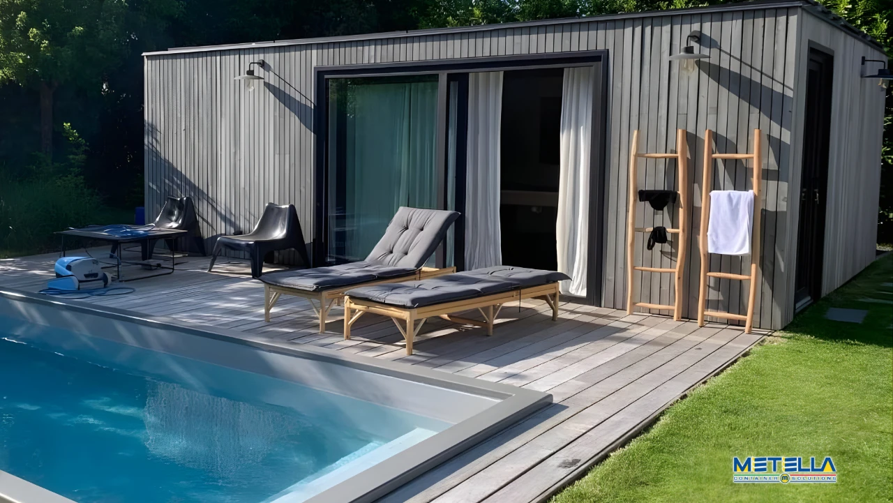 Modulo Container da 30 metri quadri con piscina e giardino privato