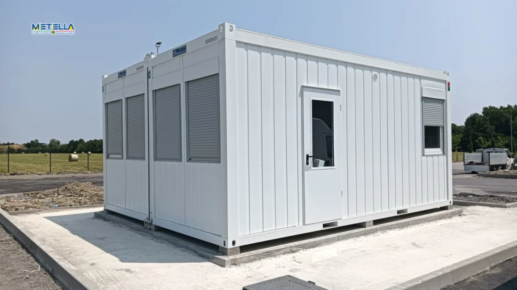 Modulo laboratorio prefabbricato con porta di accesso laterale