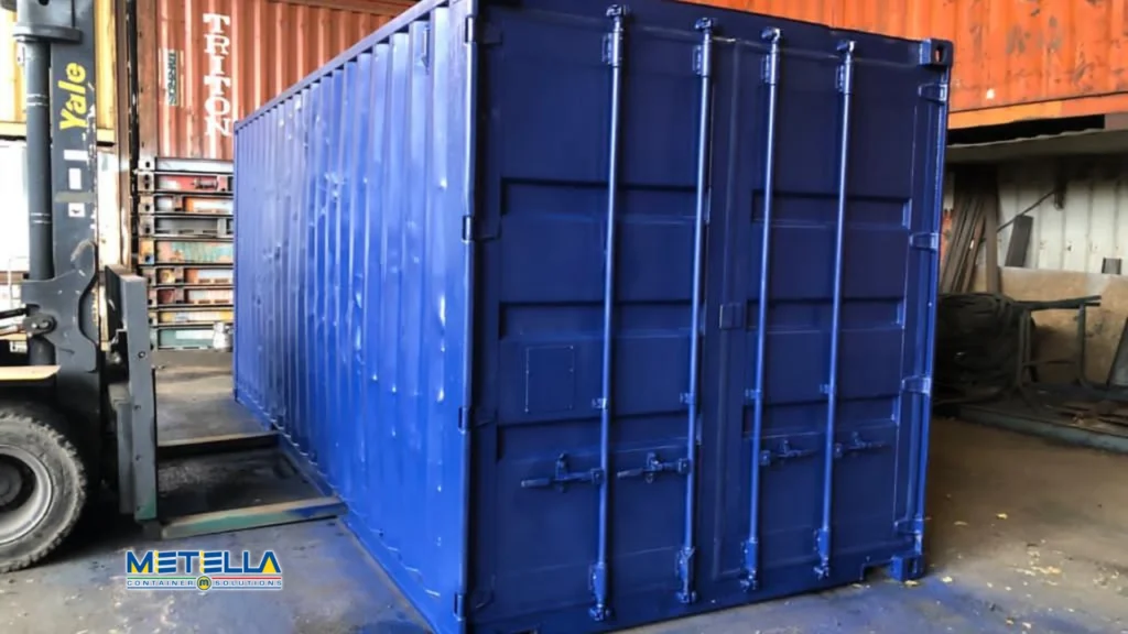 Modulo marittimo in acciaio di colore blu per stoccaggio e trasporto