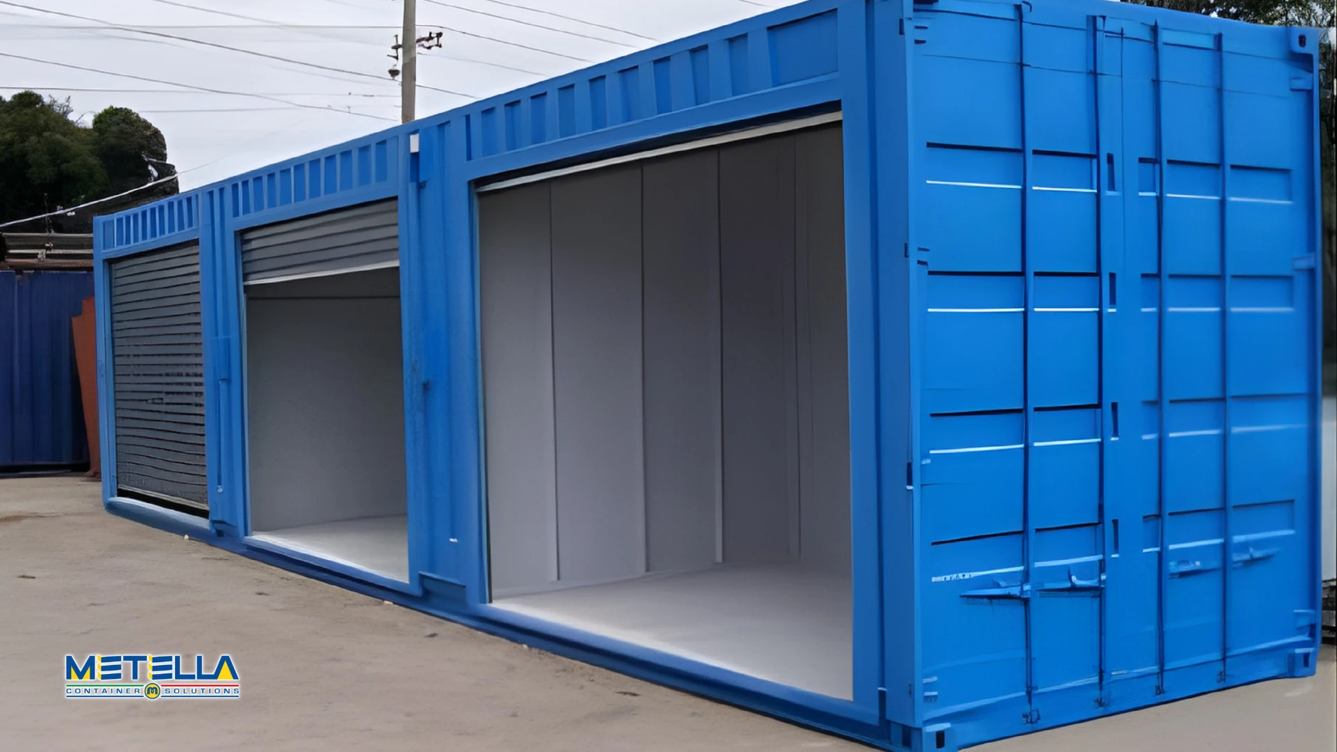 Modulo per self storage con accesso frontale aperto e spazio di deposito