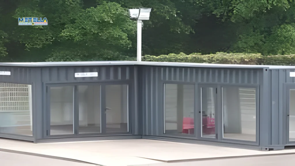 Modulo vetrato installato in area pubblica come spazio rappresentativo