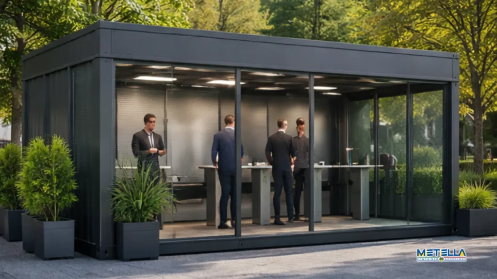 Area fumatori business rifiniture nere ideale per fiere