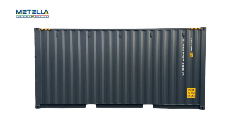 box 20' hc ad uso magazzino vista di lato con 6 metri di lunghezza