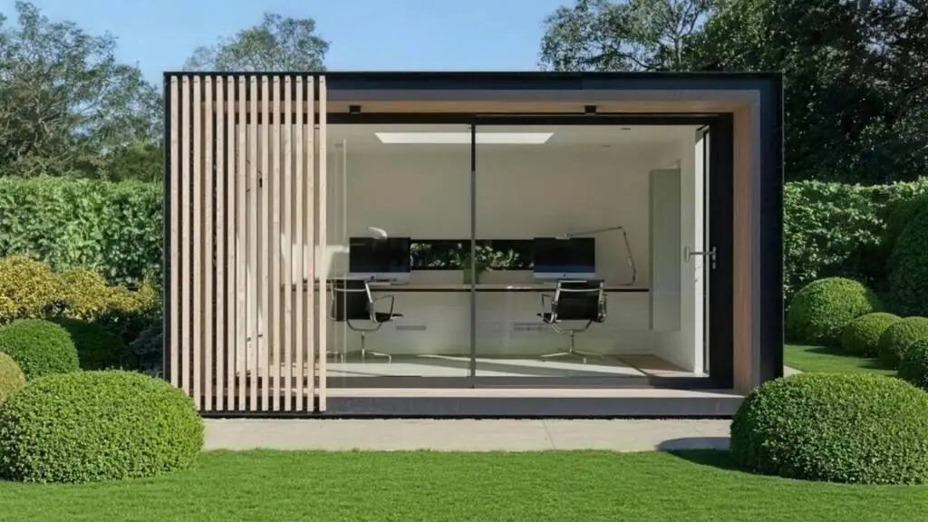 Ufficio Modulare di Metella posizionato in un giardino