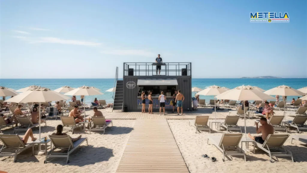 chiosco con terrazza spiaggia con dj set ideale per happy hour negli stabilimenti balneari