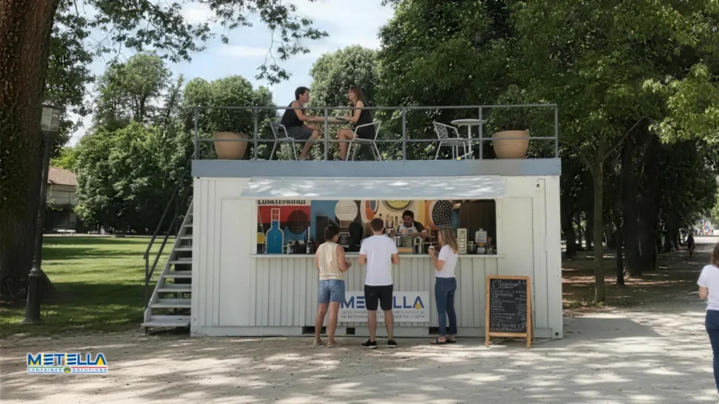 chiosco bar con terrazza e apertura frontale posizionato al parco ducale