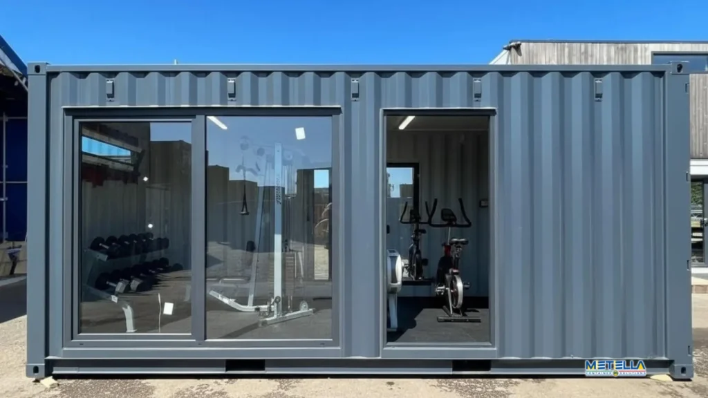 modulo palestra con porta e vetrata