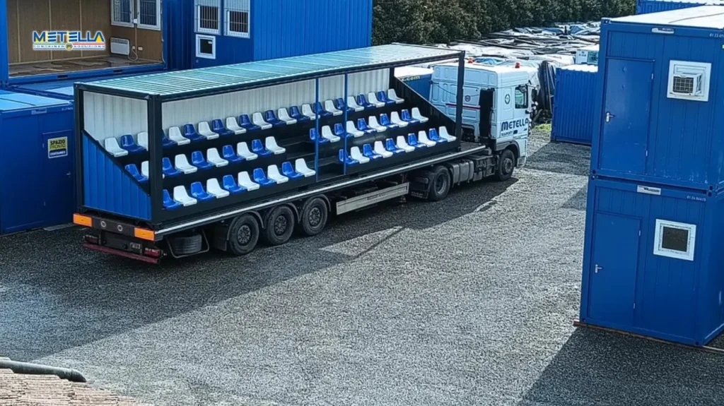 tribuna sul camion vista dall'alto pronta per la partenza verso la germania