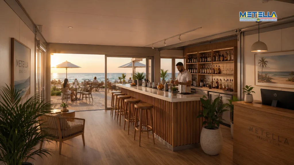 interno stabilimento balneare fronte spiaggia chiosco bar